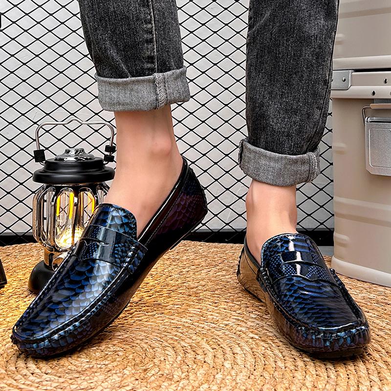 Herr Loafers Moccasins Färg Körskor Bekväma Plattor Casual Slip-ons Större Storlekar Pea Shoes för Män