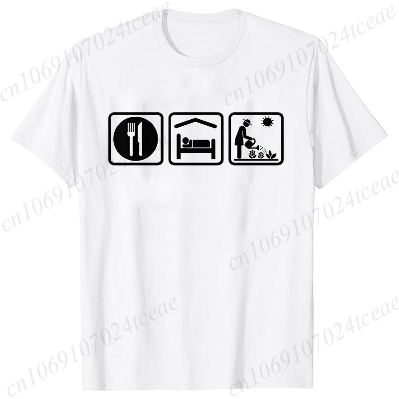 Watering Plants Depicting Garden Care Funny T-Shirt for Women Garden Graphic Casual Tops Funny Short Sleeve Tee Female Clothing