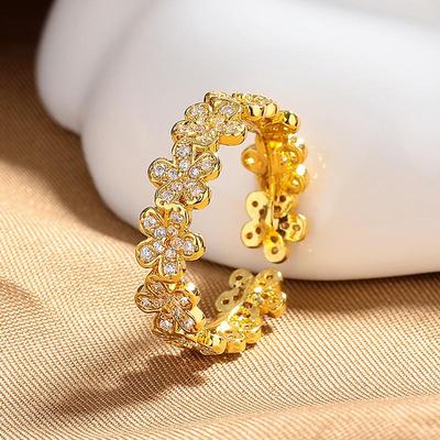 Women's High-End Zircon Flower Ring - Versatile Luxury Fashion Index Finger Accessory