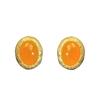 Retro Temperament Orange Yellow Oval Gold Color Cloud-patterned Trim Stud Earrings for Women Fashion Luxury Jewelry Accessories