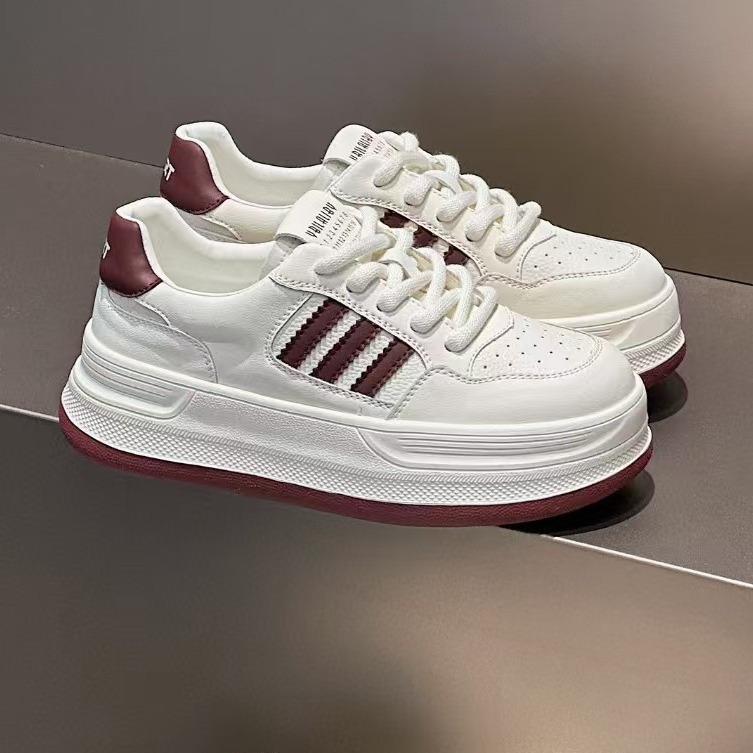 

Leather little white shoes women s new lightweight and versatile thick-soled heightening sports and leisure shoes board shoes 40