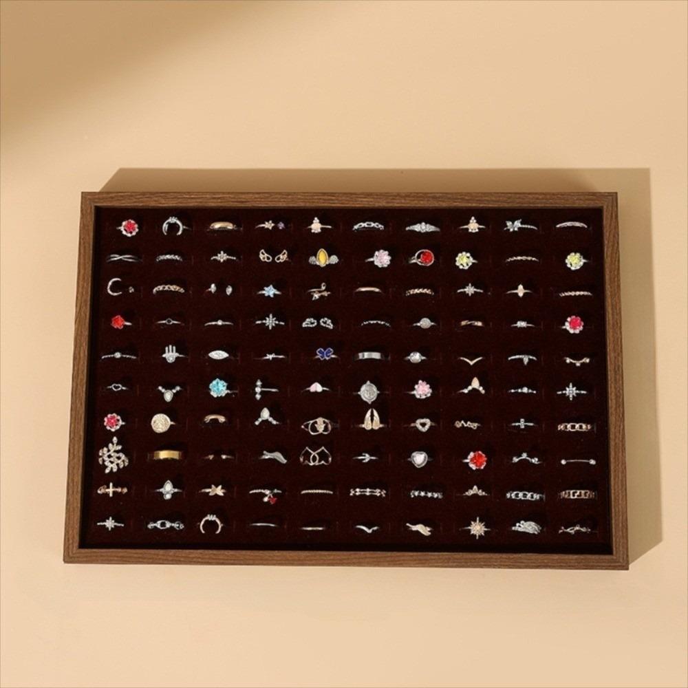 Flat Bottom Wood Velvet Jewelry Pallet Stackable Jewelry Drawer Inserts Necklaces