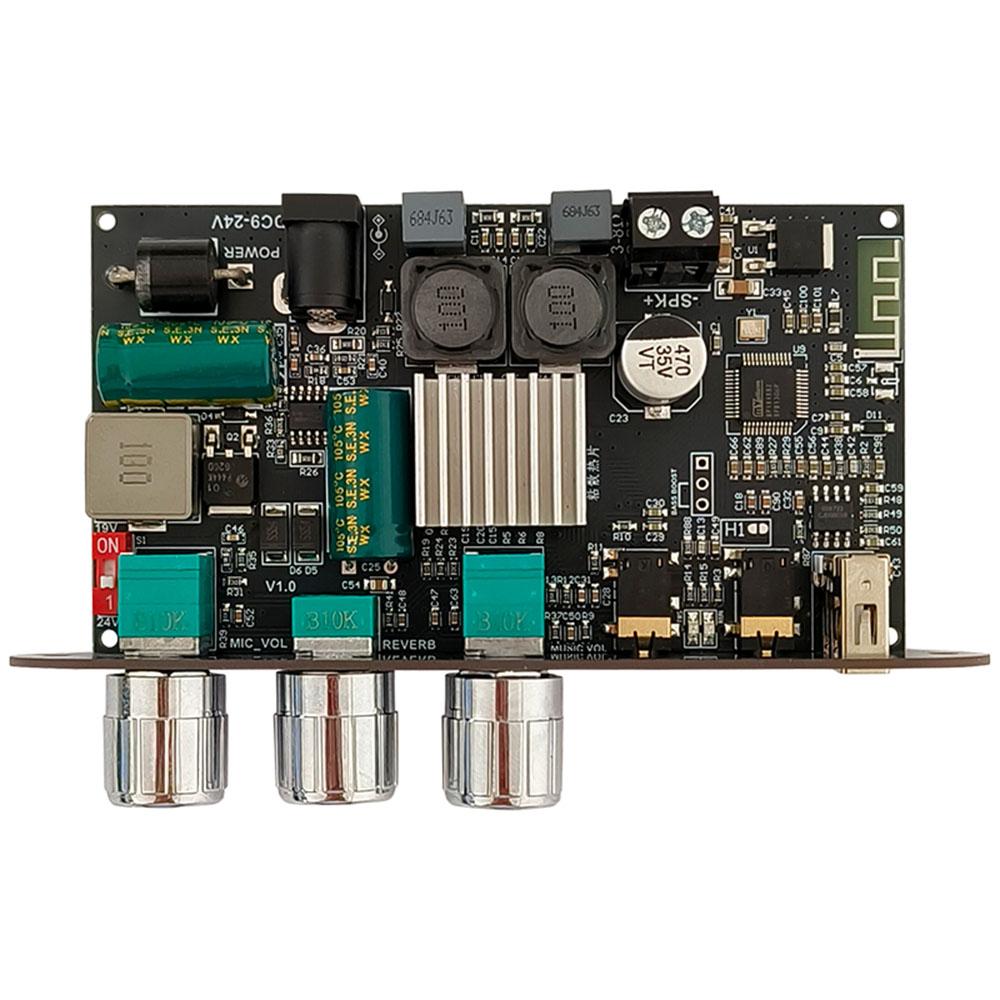 

ZK-1001UM Mono 100W Bluetooth 5.3 Amplifier Board DC 9-24V with Mic Reverb Amplifier Module BP1048+TPA3116D2
