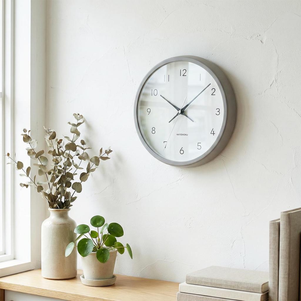 KATOMOKU Muku Clock 13 Gray Wall Continuous Second Diameter km-104GRRC Clock, Hand, 30.0cm (Radio-controlled)