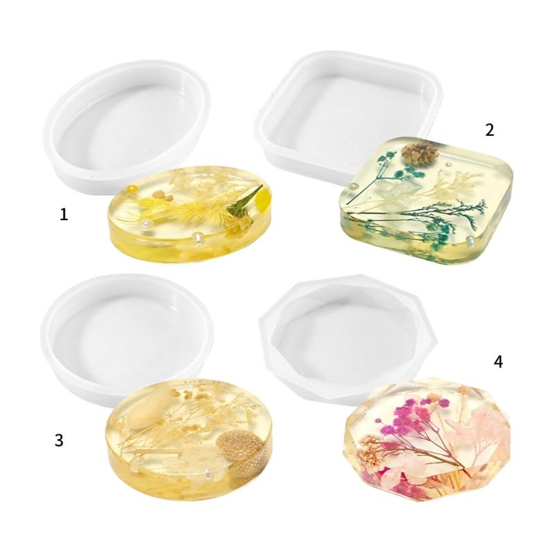 Flexible Silicone Mould for Craft Round and Square Bases Designs for Candle Making and Resin Art Projects Supplies