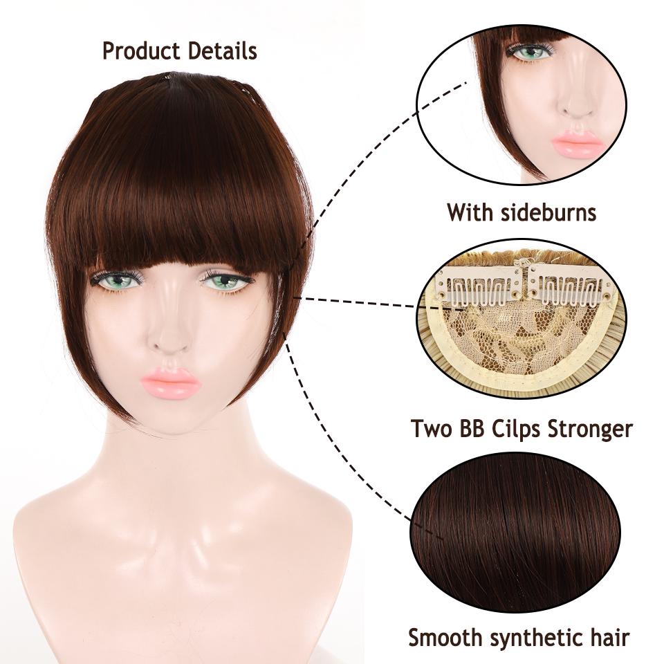 Nowe ładne dziewczyny do przedłużania włosów grzywka prosta peruka kawałek klip na klips z przodu włosy grzywka peruki syntetyczne niewidoczne grzywki czarny brązowy