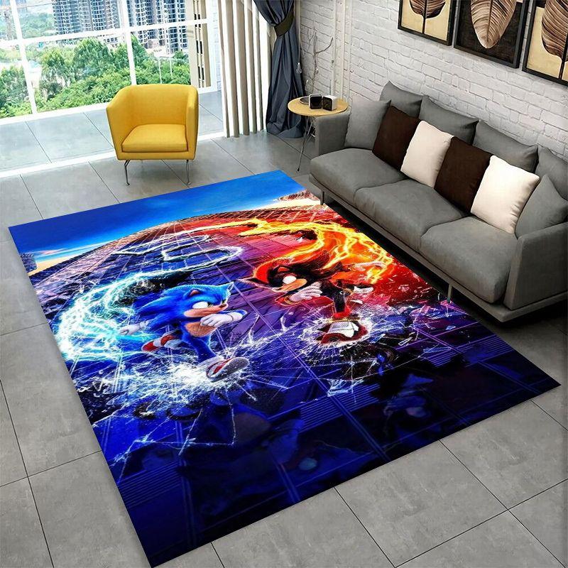 Classic Game S-Sonic Cartoon Non-Slip Area Rug for Living Room,Bedroom,Playroom,Soft Carpet Floor Mat Home Decor Rug Kids Room