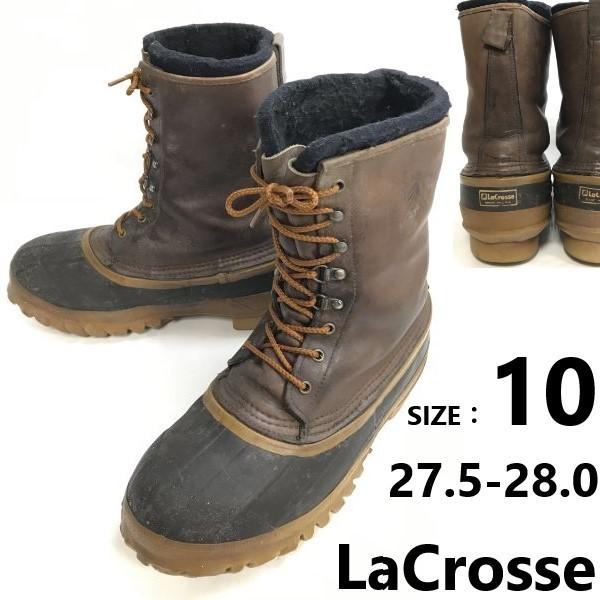 

USED/LaCrosse heavy leather snow boots 10 27.5-28 brown USA vintage 80s-90s