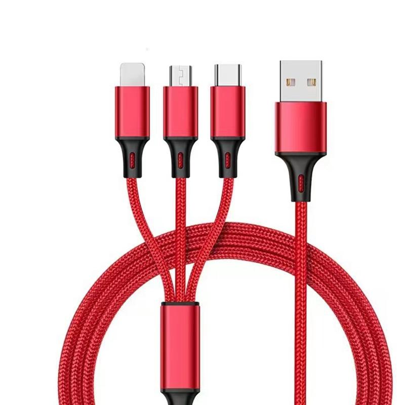 3 In 1 Usb Cable Micro Usb Type C Charger Cable Multi Usb Port Fast Charging Cord For Iphone 11 12 13 Pro Max Xiaomi Samsung