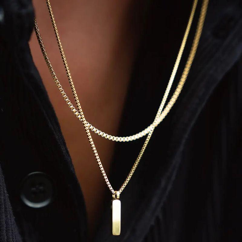 

Emanco Best Seller in Europe and America Men s Fashion Niche Style Minimalist Box Chain Necklace Men Stylish Accessible Luxury Stainless Steel 18K Gold