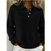 Autumn Winter New Women's Loose Lazy Style Soft Flip Collar Polo Shirt Long Sleeve Button Sweater