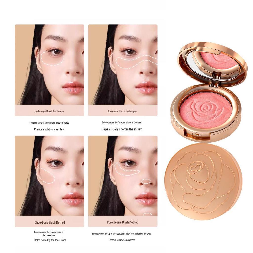 QXQY Petal Blush: Long-lasting, Natural-Looking Face Highlighter with Low Saturation and Plumping Effect.