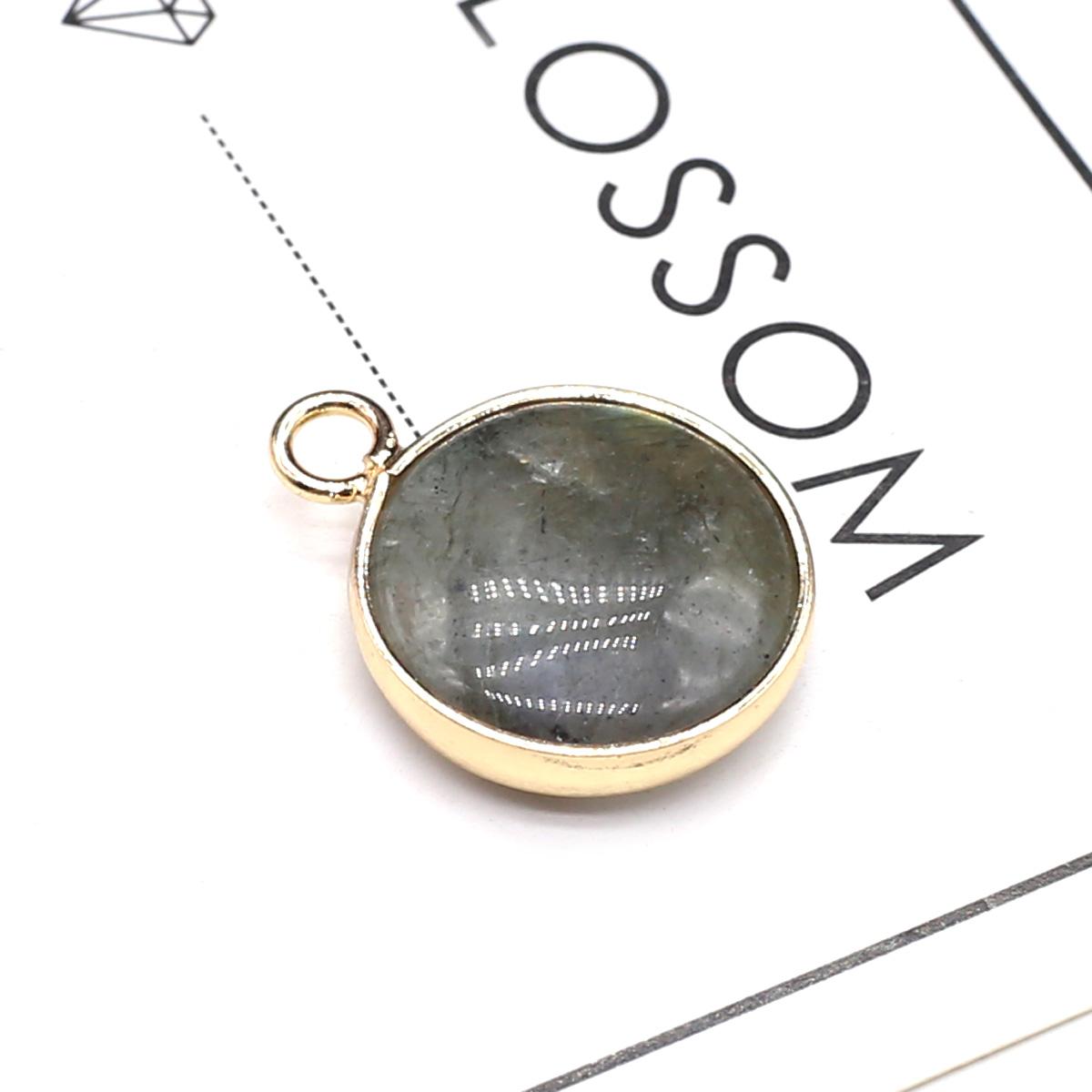 

2 шт. в партии кулон из натурального камня круглый кристалл розовый кварц агат аметист лазурит подвески для изготовления ювелирных изделий DIY аксессуары для ожерелья 15,5 × 19,5 мм 2Pc/Flash Stone