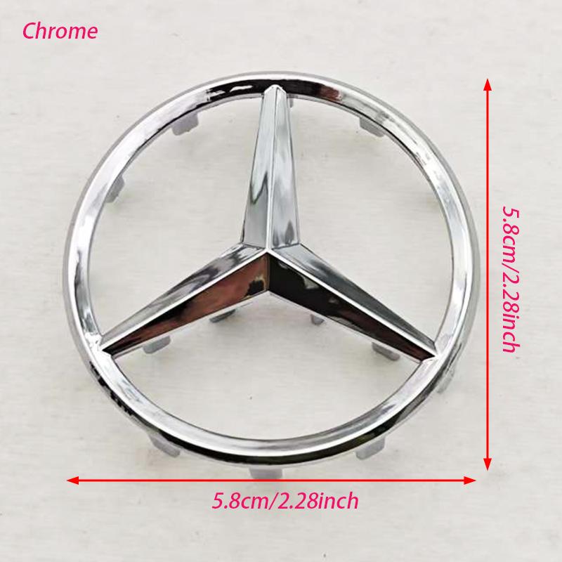 52mm 58mm ABS Chrome Black Star Logo Mercedes Steering Wheel Logo Sticker For Mercedes Benz C E S Class W204 Emblem Accessories