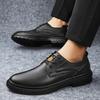British Style Genuine Leather Men's Business Shoes 2026 New Flat Designer Office Walking Shoes Thick-soled Low-top Casual Shoes