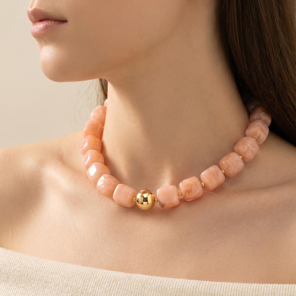 VNOX Bohemian Multicolor Resin Beaded Necklace for Women Trendy Exaggerate Beads Choker Necklaces Jewelry Holiday Beach Jewelry