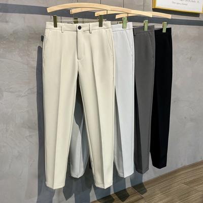 Lente zomer heren casual broek pak broek slim fit werk elastische taille jogging zakelijke broek mannelijk zwart plus maat