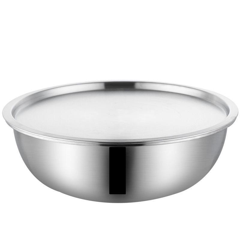 304 Stainless Steel Bowl with Lids Thickened Household Salad Bowl Sink Round Basin Vegetable Pot Kitchen Food Mixing Bowls Set