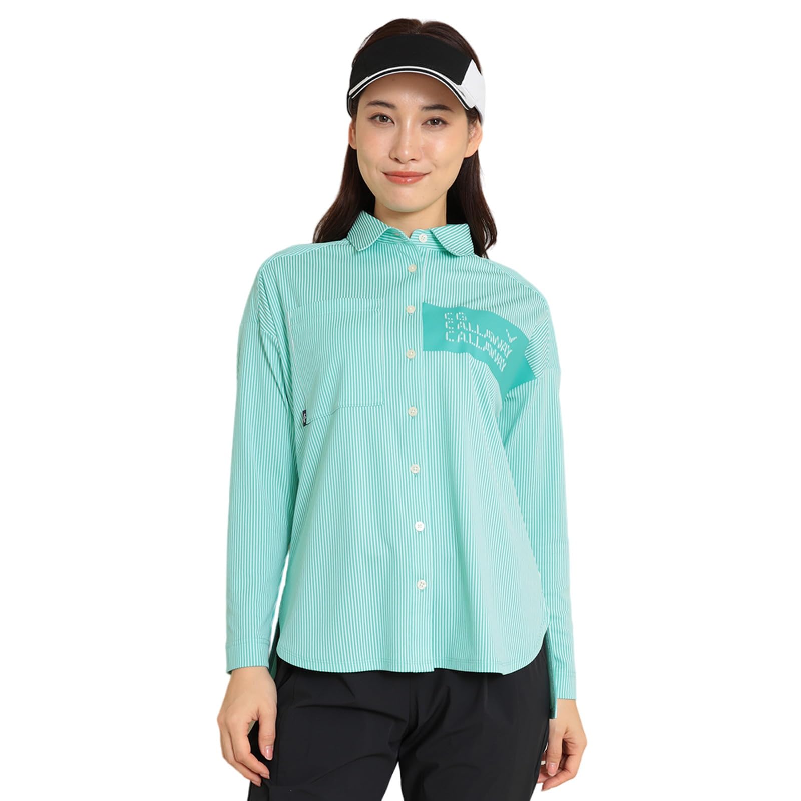 

Рубашка с длинным рукавом, полностью расстегивающаяся, быстросохнущая, с защитой от УФ-лучей для гольфа C24133202 Зеленая S [Callaway] Женская (Поглощение пота, сушка, защита) // 1130_Светлый