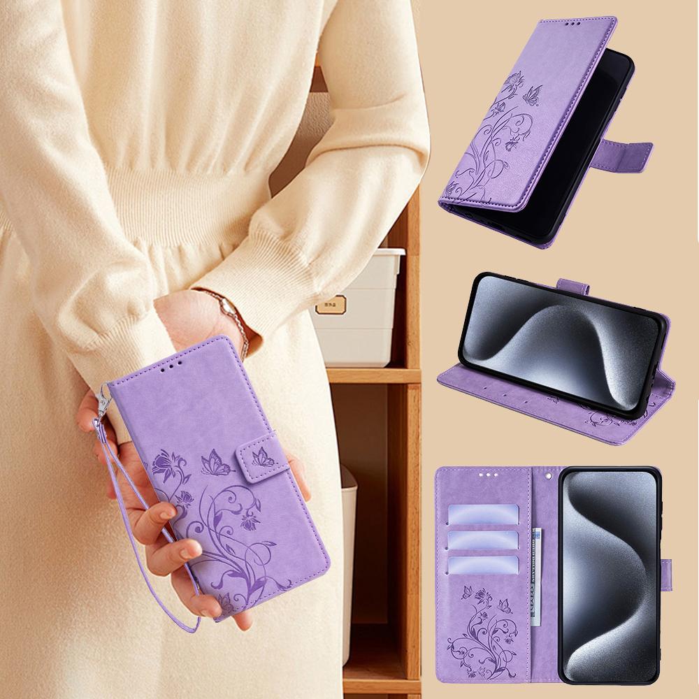 For Honor Magic6 Pro 5G Wallet Case Butterfly Flower Pattern PU Leather Stand Phone Cover