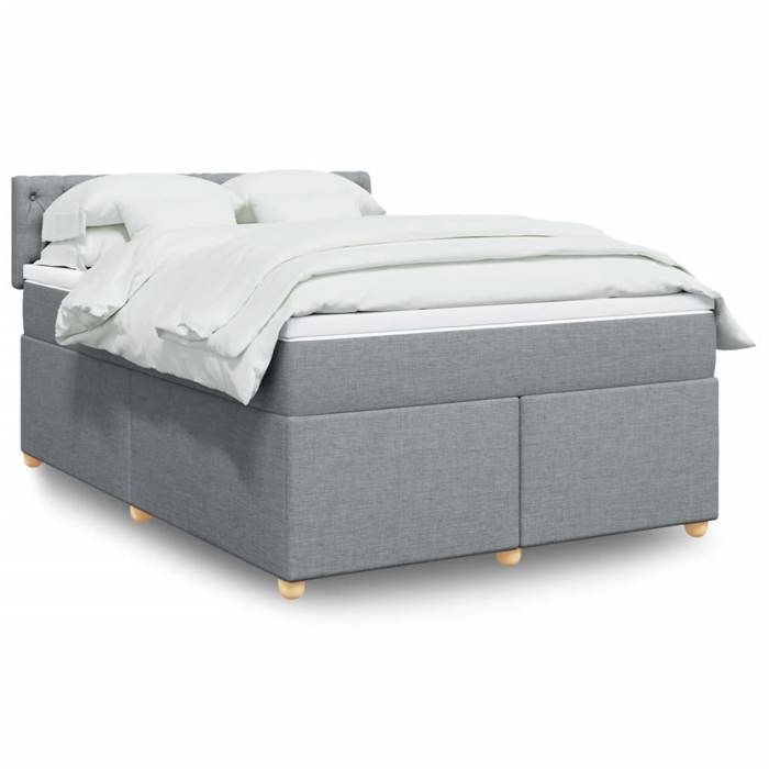 VidaXL Slatted Bed Base with Mattress Light Grey 140x190cm Fabric 3288982