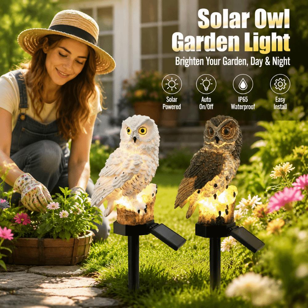 Solar Powered LED Owl Light Waterproof Realistic Animal Statue Solar Light Street Lamp LED Outdoor Lawn Lamp Yard Pathway