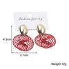 Stranded Wire Circle Pendant Earrings for Women Geometric Metal Enamel Loop Jewelry Oorbellen Red Earring