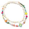 2 random colored ceramic elephant fish bead necklaces, double-layer layered imitation pearl starfish women's necklace