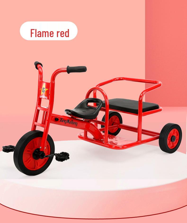Kid's Early Learning Tricycle with Basket - Double Pedal Outdoor Ride-On Toy