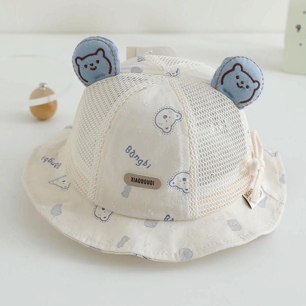 Bear Ear Infant Mesh Hat Cartoon Toddler Bucket Hat Adorable Children Fisherman Hat  Spring Summer