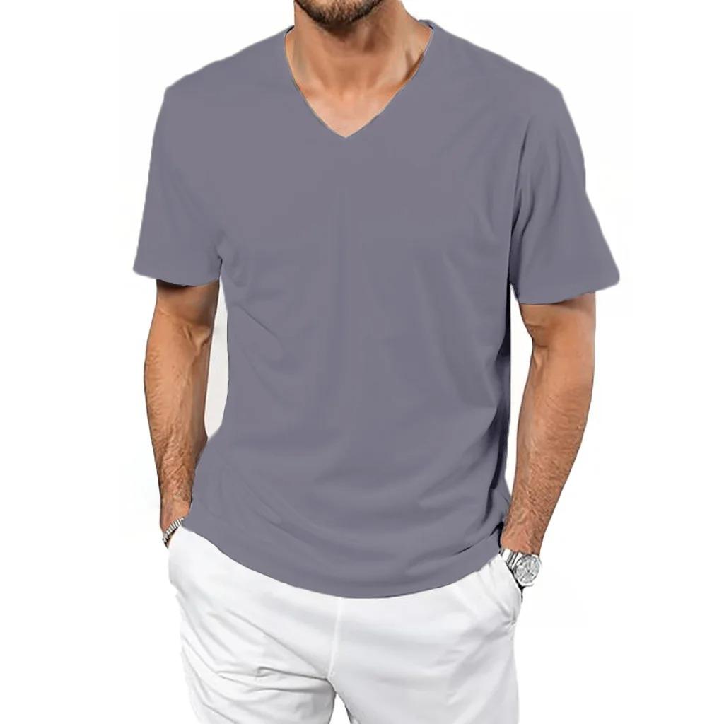 

Летняя новая футболка для мужчин Ice Silk Cool Feeling V-образный вырез футболка быстросохнущая легкая дышащая повседневная футболка с V-образным вырезом XXXXXL серый