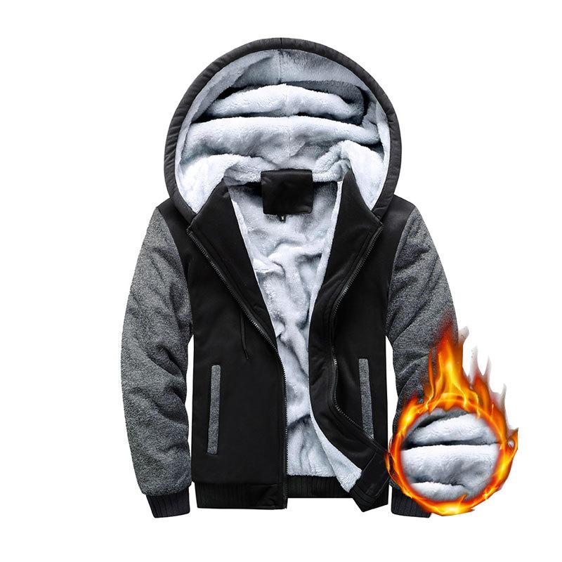 Autumn Winter Men's Casual Sports Suit Hooded Cardigan Plus Velvet Jacket Thick Sweater