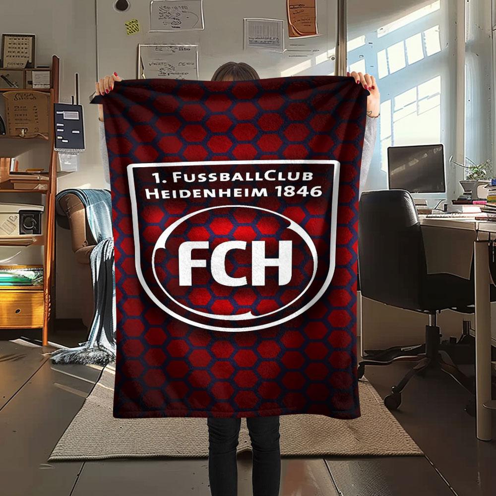 1PC 1. FC Heidenheim Patterned Flannel Blanket Suitable For All Seasons for Home Decor Warmth and Comfort Gifts Holiday Present