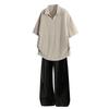 Men's Tencel Cotton Linen Casual Set: Short Sleeve Shirt and Long Pants