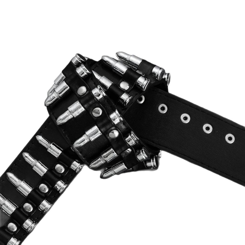 Unisex Punk Rock Style Rivet Bullet PU Leather Belt