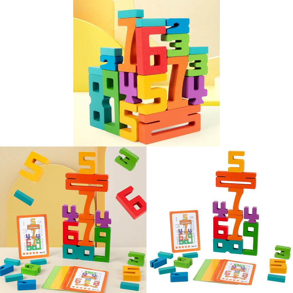 Wooden Childrens Math Blocks With Colorful Numbers For Cognitive Logic Development