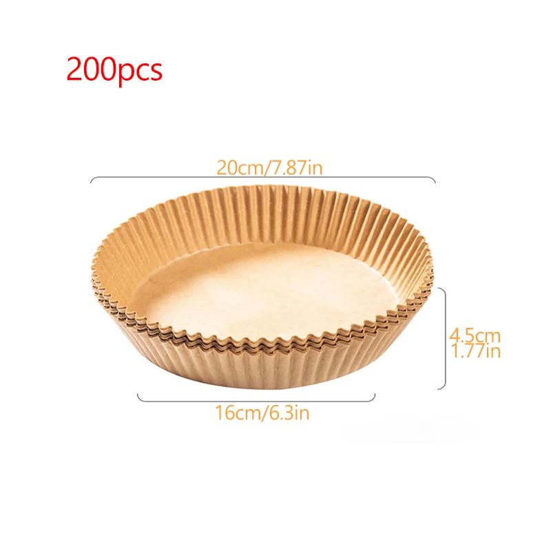 100/200PCS Air Fryer Liners 16/20CM - Food Grade Parchment Paper, Oil/Waterproof Non-Stick Basket Covers , Keep Fryer Clean