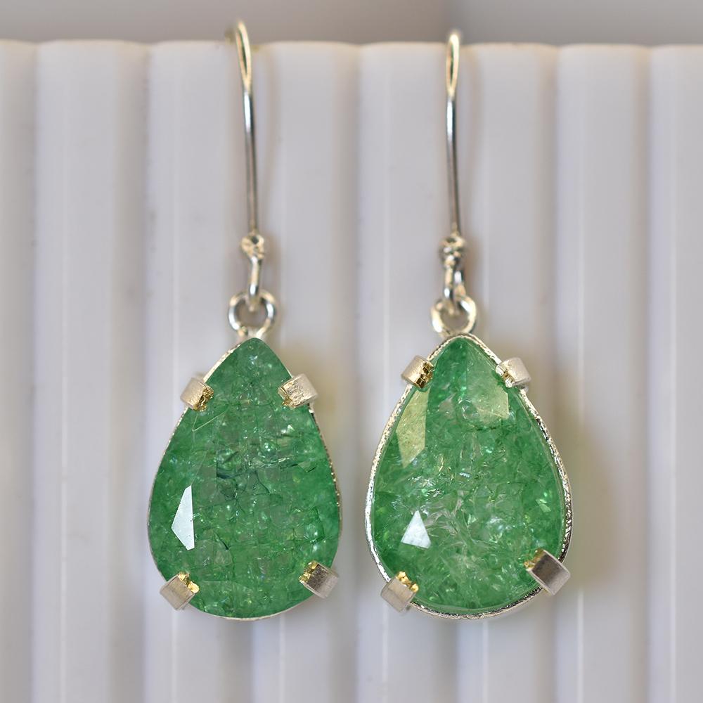 Colombian Green Emerald Pear Earring 925 Sterling Silver 59 Ct Certified Gems My.er-35-k