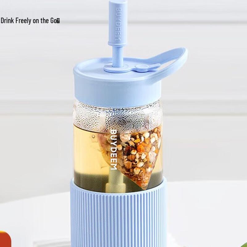 Buydeem High Borosilicate Glass Straw Water Bottle
