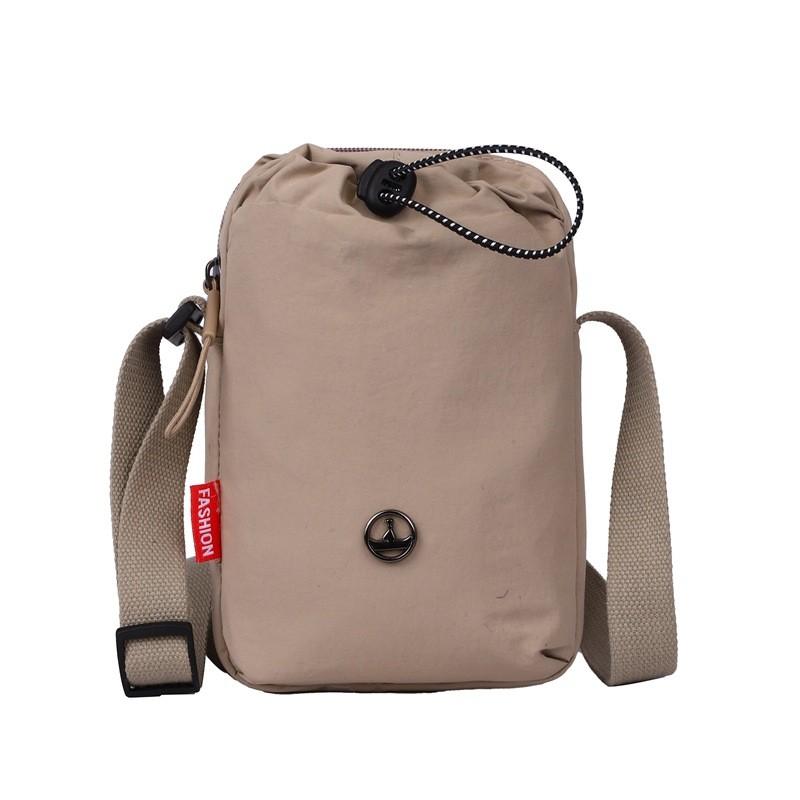 Nylon Vertical Phone Bag For Women With Drawstring Closure And Mobile Pocket