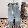 American retro jeans men's spring and autumn new loose straight men's clothing high street washed tide brand casual long pants