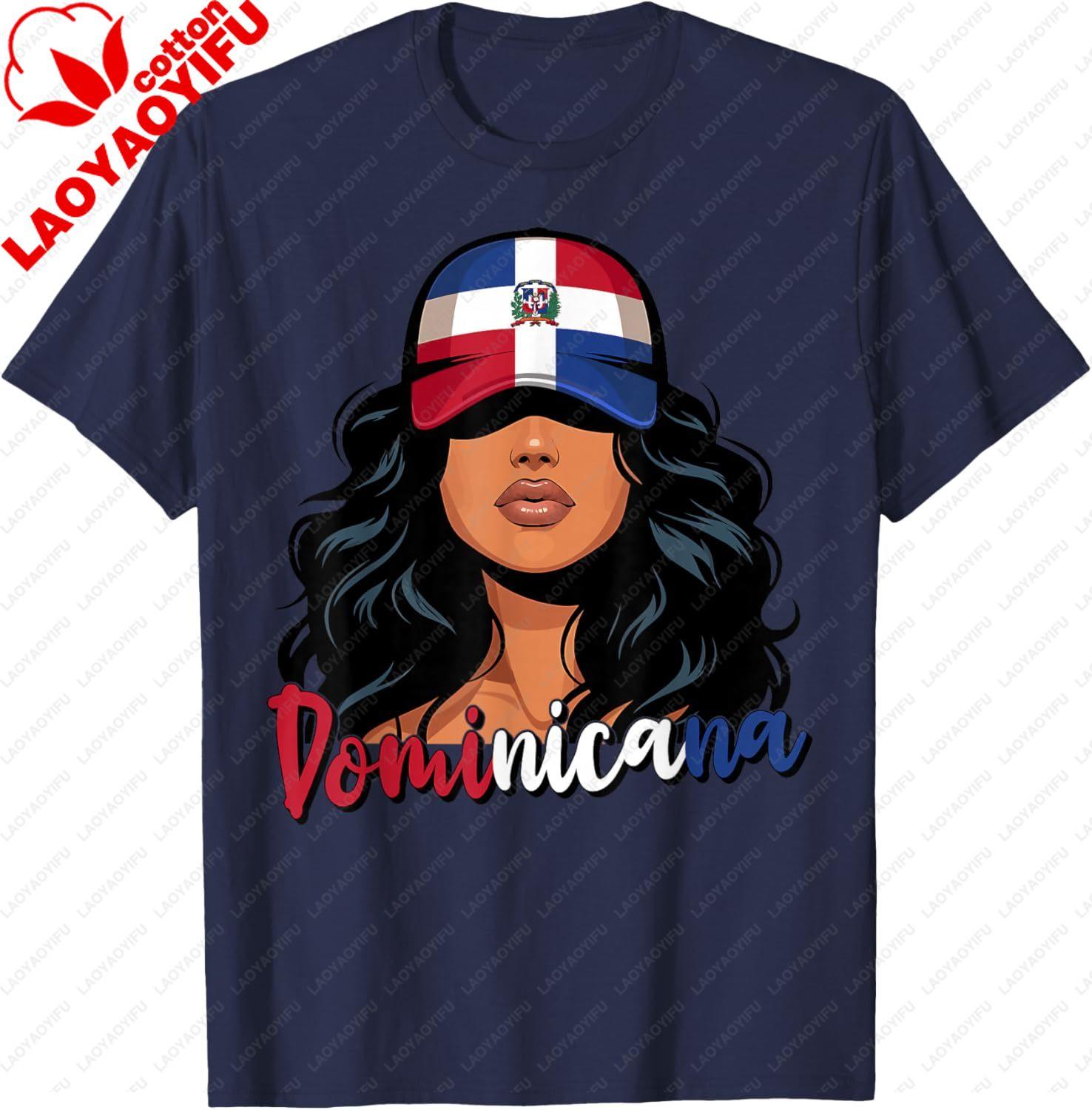 Dominican Girl Dominican Republic Flag Proud Dominicana TShirt Cotton Casual Short Sleeve Tee Graphic T Shirts Vintage T Shirt S