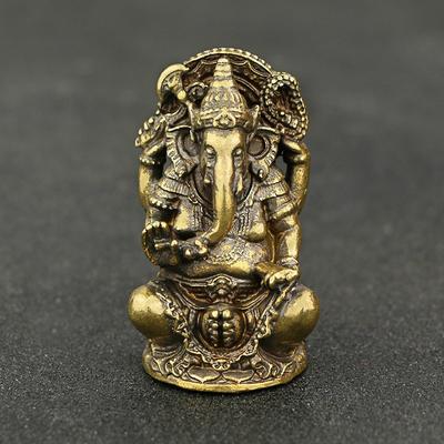 Vintage Brass Ganesha Statue Pocket India Thailand Elephant God Figure Sculpture Home Office Desk Decorative Ornament Gift