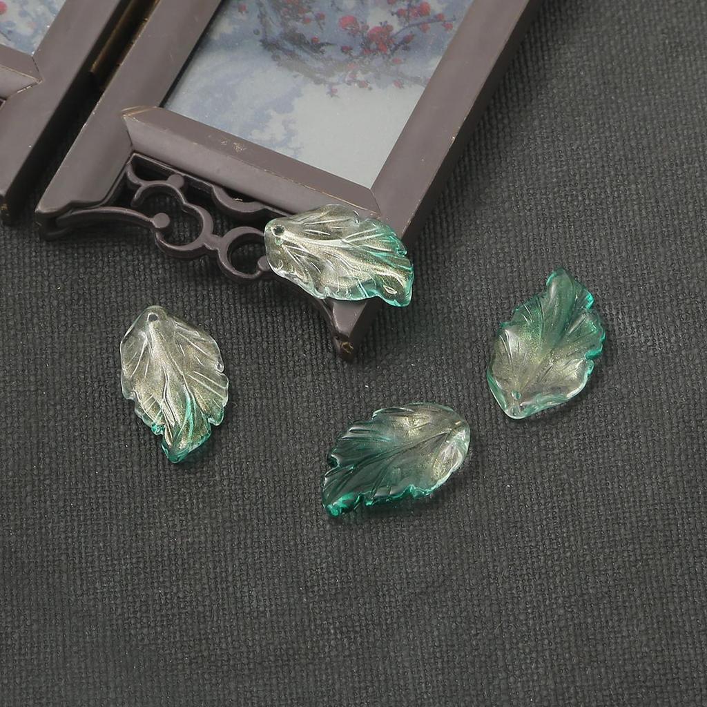 10 Stücke 17*28mm Feder Blatt Archaistic Zubehör Bunte Farbverlauf Glas Anhänger Für Schmuck Machen DIY Charme Dekorationen