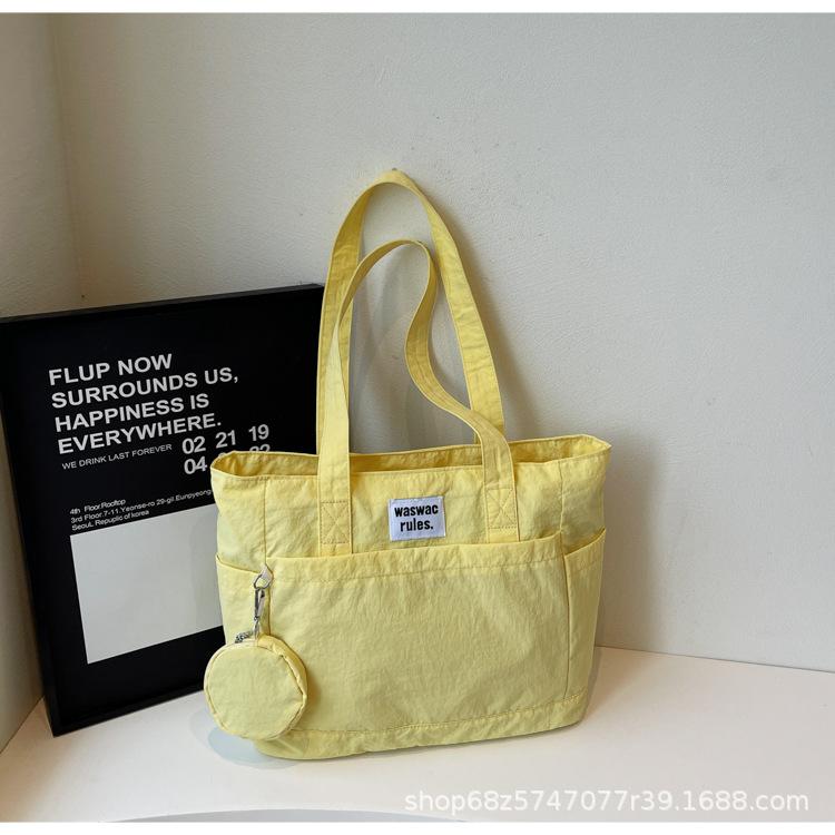 2025 solid color personalized large-capacity casual tote bag shoulder bag underarm bag handbag women's bag commuter canvas bag