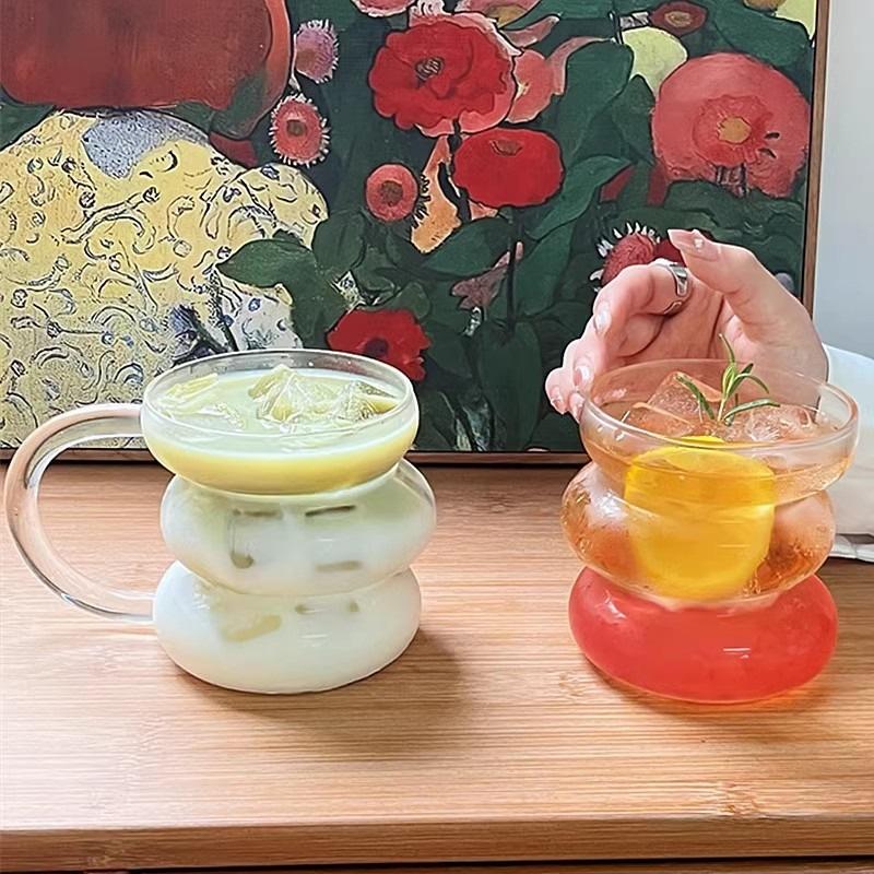 Ins Style Irregular Transparent Glass Cup Heat Resistant Coffee Mug Summer Drinks Beer Juice Milk Water Cup Cocktail Glass Cups