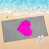 Striped Hot Pink Heart Beach Towel Patterned Sunscreen And Windproof Suitable For Swimming Pool Camping Travel Blanket