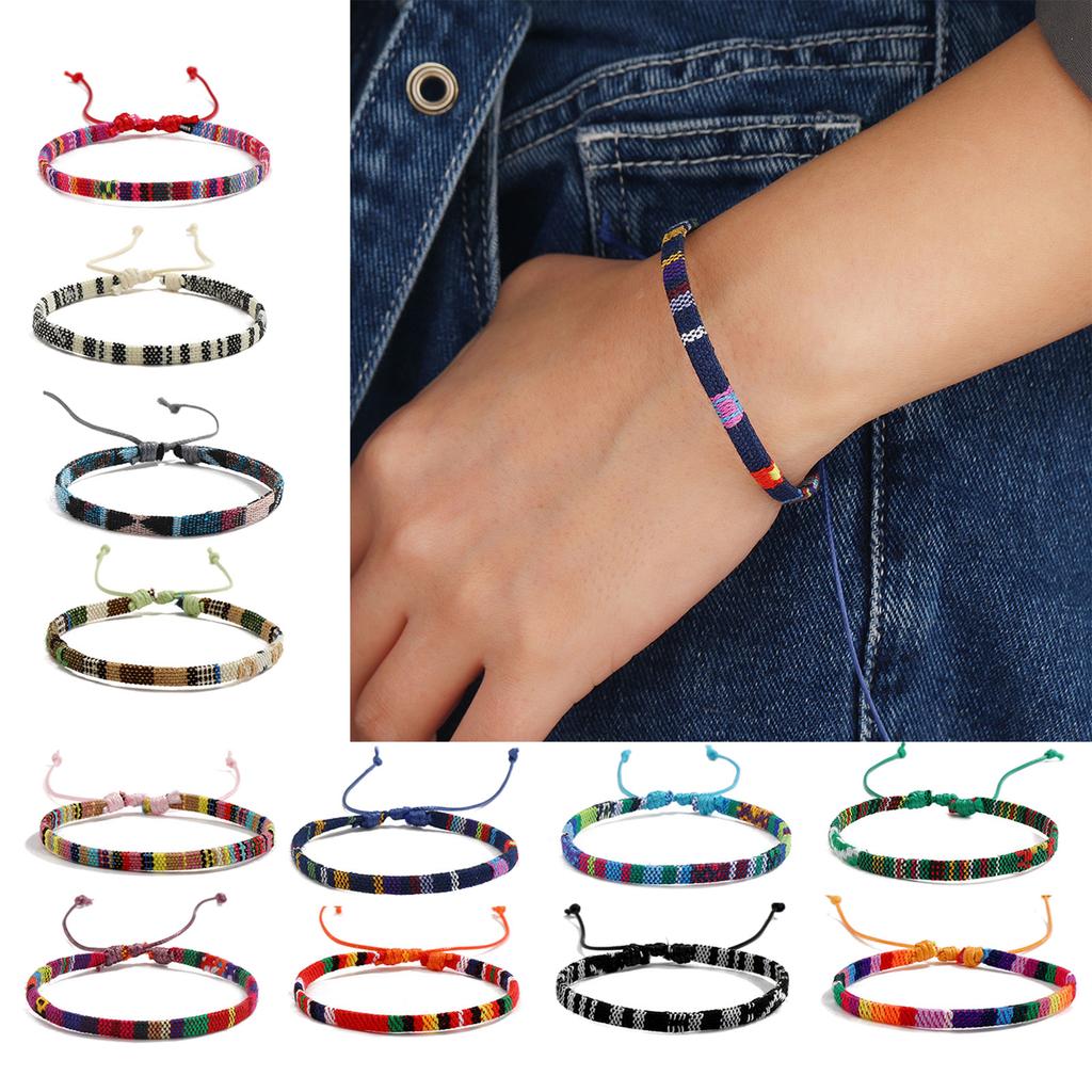 Pack of 12 Bohemian Cotton Linen Woven Bracelet Elegant Bracelets Accessory Wrist Ornament for Fashion Forward Women