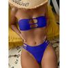 Sexy Strapless Hollow Out Bikini 2 Piece Set Solid Women Split Swimsuit Beach Bikini New Summer Swimwea Bikini Set