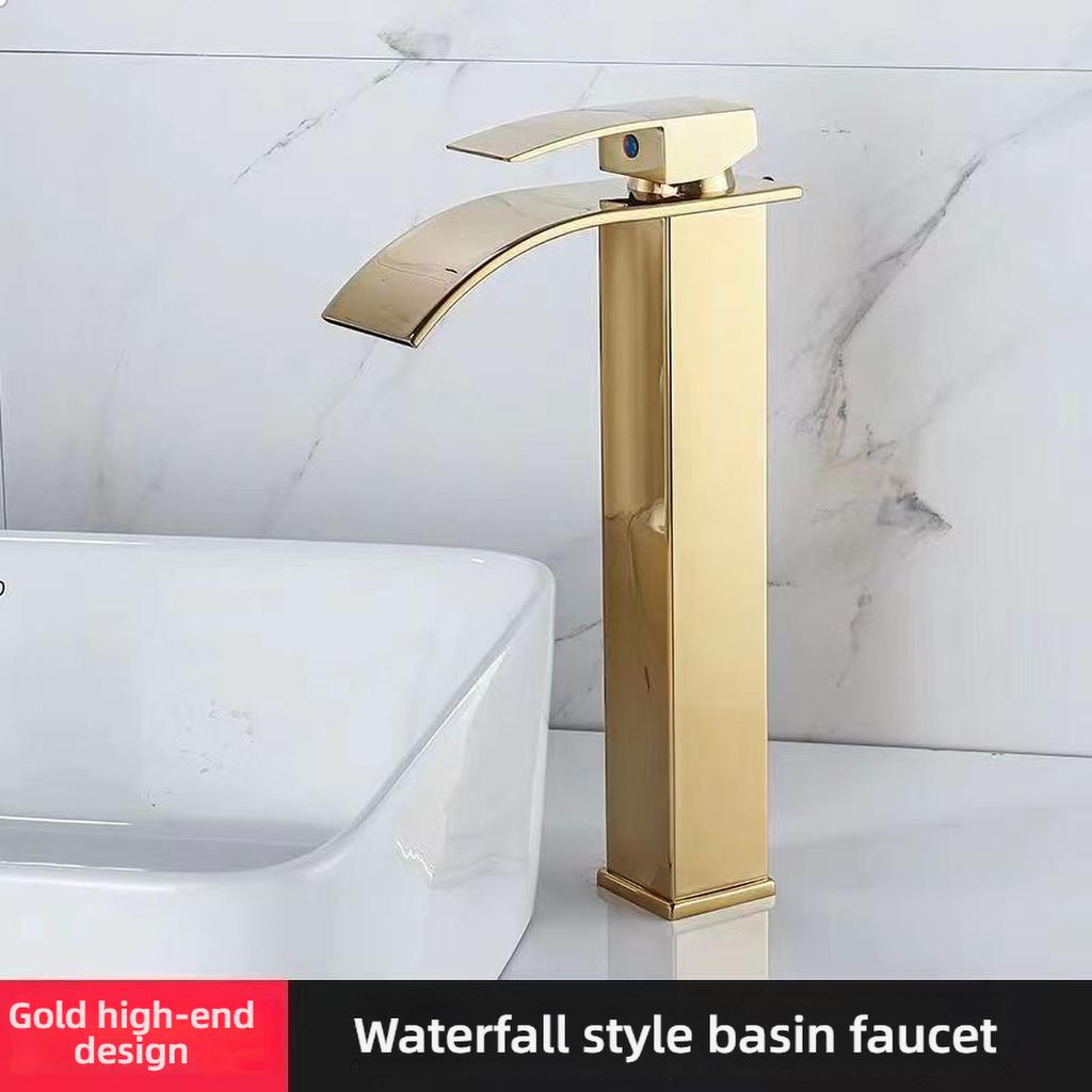 Brass/Stainless Steel Bathroom Mixer Tap - Hot/Cold Water Flat Spout Faucet for Basin Bathtub, Electroplated Anti-Corrosion